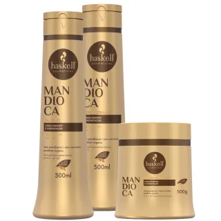 Shampoo Condicionador Máscara Haskell Mandioca Kit 500ml - Único