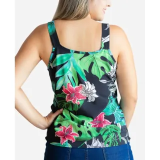 Estampada Alça Larga Viscose Blusa de Alcinha - M