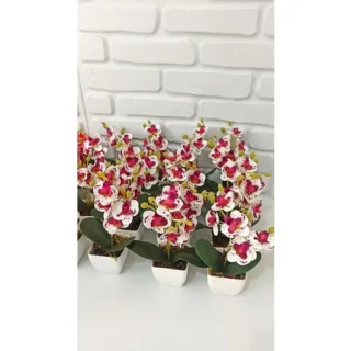 Decoração com arranjo de orquídeas permanentes - Kit de três vasinhos - TRIO MODELO 5