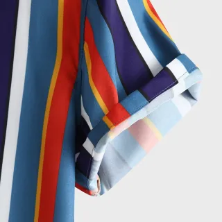 Camisa Casual de Verão com Botões, Manga Curta e Respirável - Blue,M