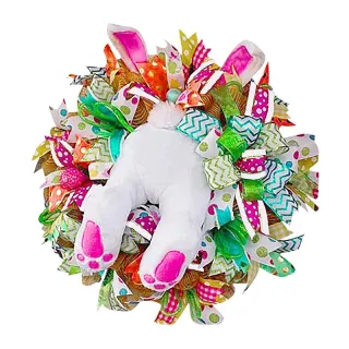 Decoração de Parede Floral com Cabide de Coelho para Páscoa - 5