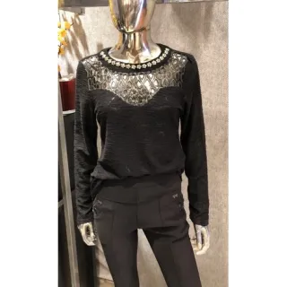 Blusa de Linho Manga Longa Feminina com Detalhe de Pérolas - Rose