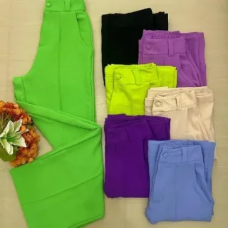 Promoção Calça Pantalona Feminina Duna Tecido - Desconto Online - Azul Bebê