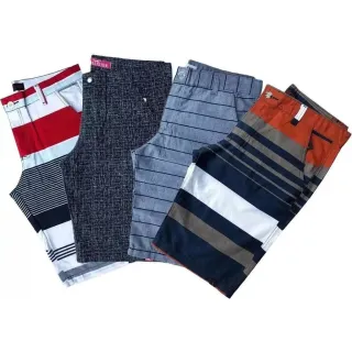 Envio rápido de kit com 4 bermudas masculinas listradas baratas - 40