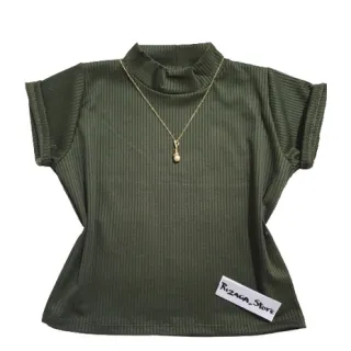 Cores Cropped Manga Curta Feminina - Top Gola Alta Canelada - Pink