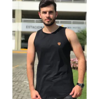 Camisa masculina listrada, regata Longline masculina - Cinza