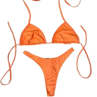 Cortininha Feminino Biquini Fio Dental Asa Delta - Laranja