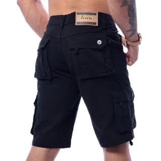 Bermuda Premium Preta Masculino - Cargo Lisa Top Icari - 36
