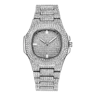 Hype Style Relógio Ice Cuban Cravejado de Pedras Brilhantes - RELÓGIO ICE PRATA