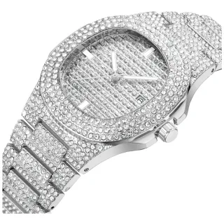 Hype Style Relógio Ice Cuban Cravejado de Pedras Brilhantes - RELÓGIO ICE PRATA