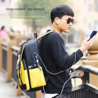 Mochilas de anime Pikachu para homens e mulheres escolares - Pequena escola branca