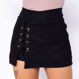 Moda Casual Saia Feminina Básico Bengaline Ilhós P M G - Verde Escuro