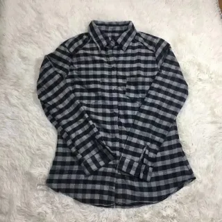 Blusa Xadrez de Flanela Feminina, Manga Longa, Moda - VERDE COM BRANCO
