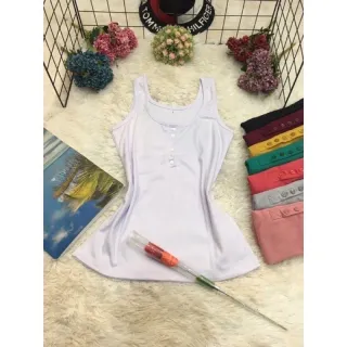 Malha canelada algodão regata botão aberto - Preto