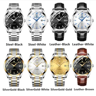 Automático Mecânico Masculino Relógio Fngeen 6612-1 - Leather-Black