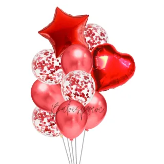 Festa com Balões Metalizado: Kit Estrela e Coração + Bexigas de Látex - Preto