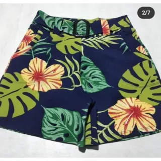 Promoção 2023: Florais Feminino Malha Crepe curto com cinto - Preto