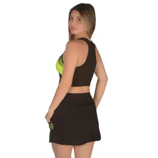 Saia tela cintura alta academia, bolso caminhada curta - Rosa