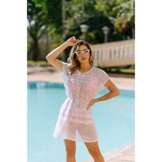 Canga feminina curta tricot moda verão saída de praia