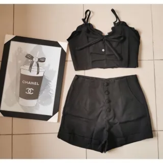 Moda feminina: Conjunto alfaiataria cropped com shorts - Pink