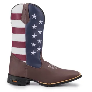 Bota Country Masculina Texana Couro Solado Borracha EUA - 39