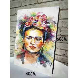 Quadro abstrato colorido Frida Kahlo 40x60 para sala quarto - Único