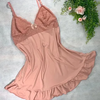 Pijama de Renda Linha Noite Sem Bojo - Rubro