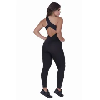 Macacão Fitness Feminino Longo com Argola - Academia e Ginástica - Azul Marinho