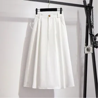 Saia Mori Qooth Estilo Preppy Linha A Comprimento Médio Primavera Verão Alta Cintura Elegante QT1840 - Vermelho