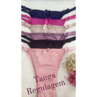 Microfibra com Forro de Algodão - Calcinha Tanga com Regulagem nas Laterais - Único