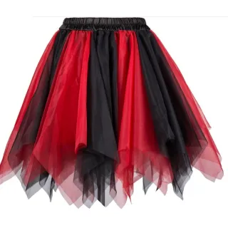 Fantasia de Halloween Cosplay: Saia de Tule para Fantasia - Preto e vermelho