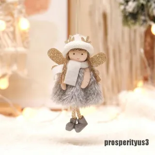 Decoração de Natal: Enfeite de Pelúcia Anjo/Rena/Boneco para Árvore - Cinza