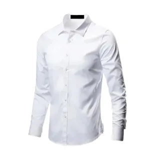 Camisa Slim Fit Social Masculina Manga Longa 100% Algodão - Branca