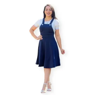 Moda Evangélica Casual Plus Size - Jardineira Salopete - BORDO G1