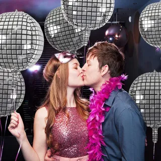 Decoração Festa Balada Balão Globo Metalizado 4D 22 Polegadas C90247 - COLORIDO DISCOTECA