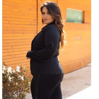 Casaco Social Plus Size Feminino Blazer Neoprene Terninho - Vinho