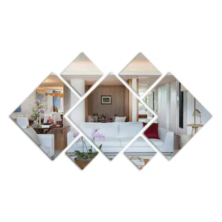 Promoção de Conjunto de Espelhos Quadrados em Acrílico Decorativo com 7 Peças P20 - Único