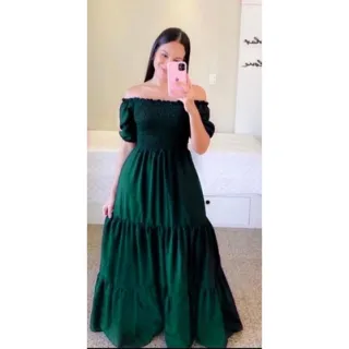 Vestido Evangélico Ciganinha Longo de Manga Bufante - Moda Feminina - Vinho