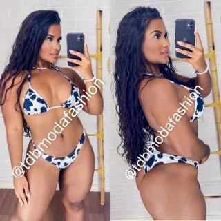 Conjunto asa delta biquíni onça: moda blogueira - Asa delta Vermelho canelado