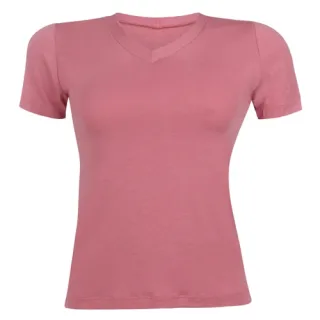 Manga Curta Blusa Feminina Gola V - Vinho