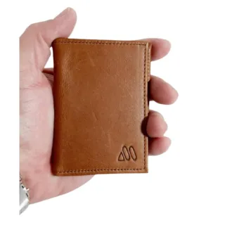 Envio Imediato Carteira Masculina Couro Legítimo Porta Cartões Slin Pequena -50% - Caramelo