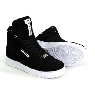 Tenis Top Fitness Moda Sneaker Botinha Cano Alto Feminino Masculino Preto/Branco - 38