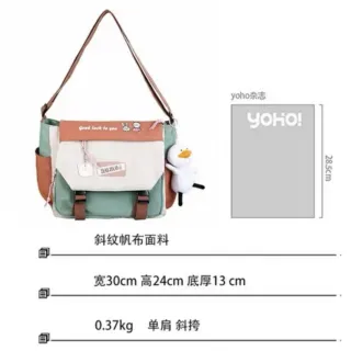 Bolsa Coreana Retrô Harajuku: Grande Capacidade em Nylon - Preto