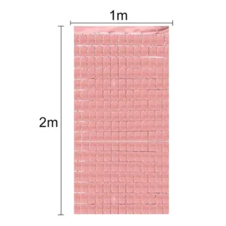 Decoração Festa Metalizada Quadradinha - Painel Cortina Parede - Vermelho