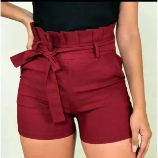 Moda Verão Laço Clochard Shortinho Curto Feminino Bengaline - Rosa