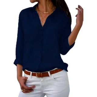 Camisa Social Feminina Lisa Manga Longa Premium - Raryel - Branco