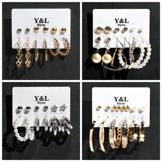 Atacado variado feminino brinco argola bijuterias fina bolinha kit 6 - 2115BR-06