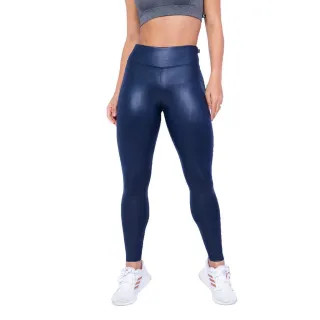 Legging Brilho Molhado Cintura Alta Couro Lycra - Preto