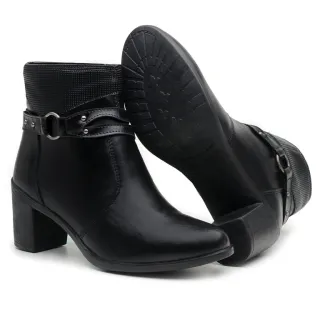 Bota Feminina Confortável Média Salto Baixo Exclusiva Dona Beja - Capuccino