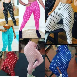 Moda Feminina: Leg Estampado de Corda Poá para Academia - Azul